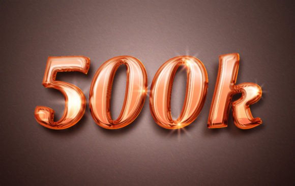 500k Red Ruby 3D Text Effect St