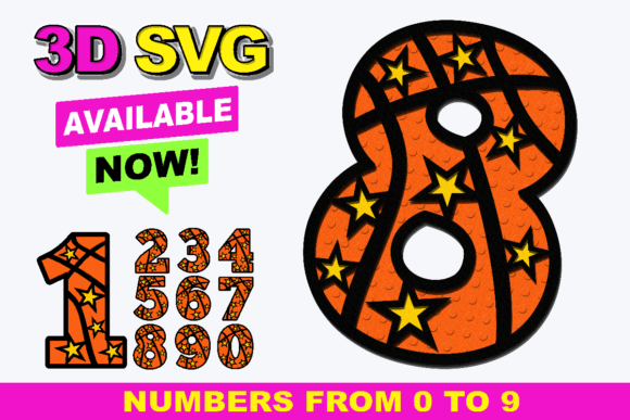 Basketball Numbers 3D SVG for Creative Projects