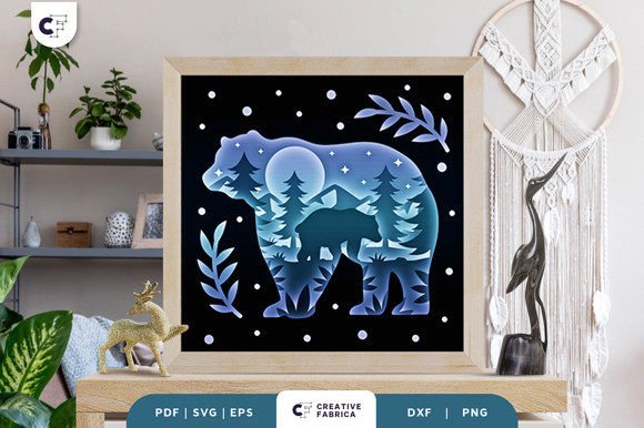 Bear Silhouette 3D Shadow Box Papercut: A Creative and Functional Art Project