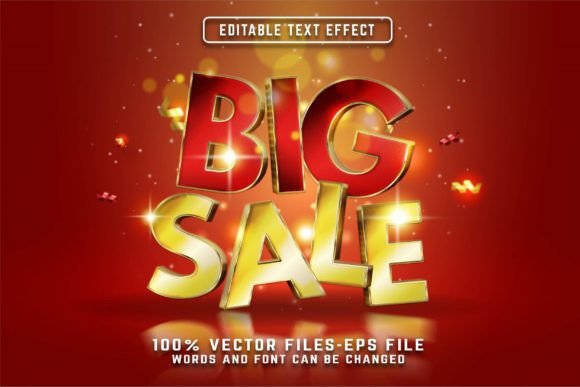 Bign Sale 3d Editable Golden Text Effect: A Versatile Vector Design for Creative Projects