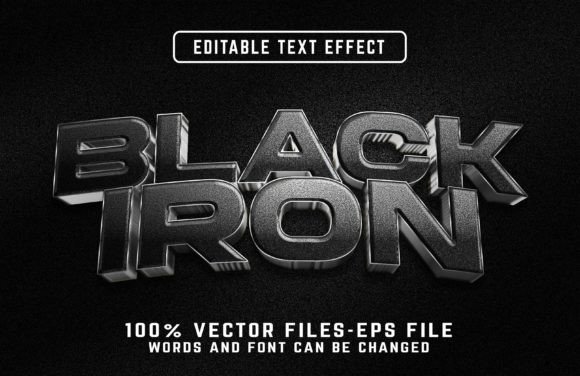 Black Iron 3D Realistic Eps Text Effect: A Versatile Vector Design for Creative Projects