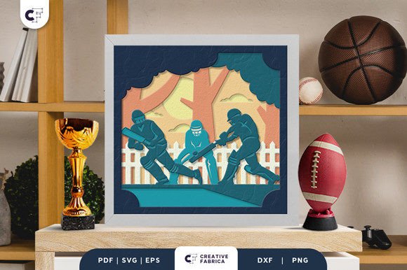 Cricket Match 3D Layered Paper Cut
