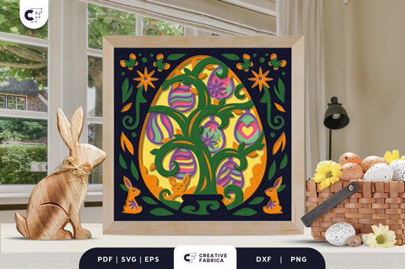 Decorative Easter Egg Tree 3D Shadow Box