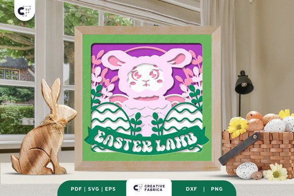 Easter Lamb 3D Shadow Box SVG