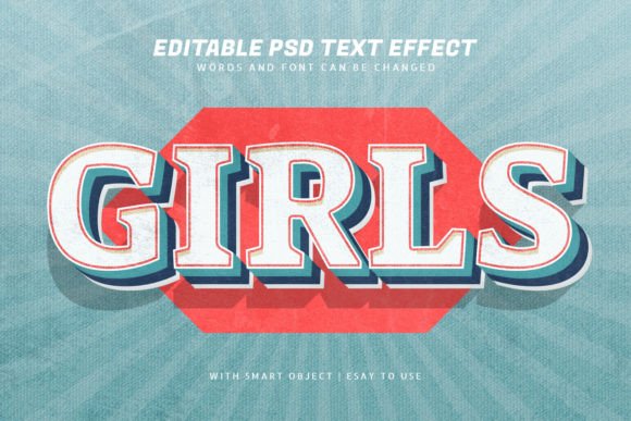 Girl 3d Retro Vintage Style Text Effect