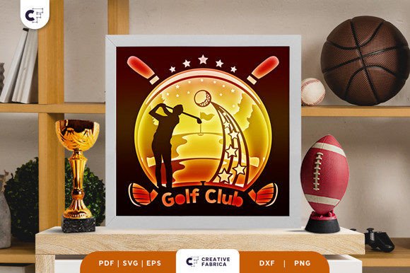 Golf Club 3D Shadow Box Paper Cut