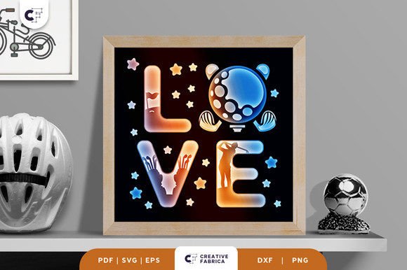 Golf Love 3D Shadow Box Paper Cut