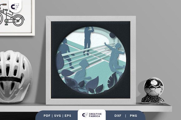 Volleyball 3D Shadow Box Paper Cut