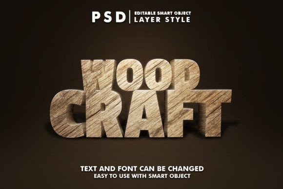 Wood Craft 3D Realistic PSD Text Effect