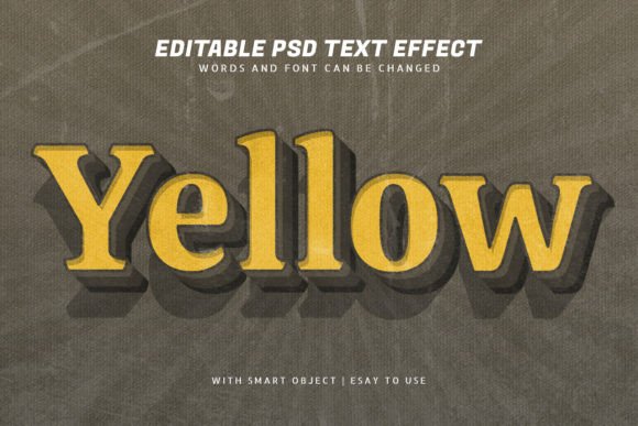 Yellow 3d Vintage Style Text Effect